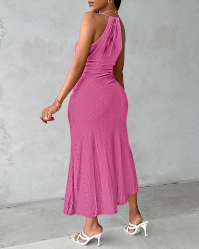 Image of CHICME Womens Summer Halter Dress Hollow Out A Line Vacation Dress