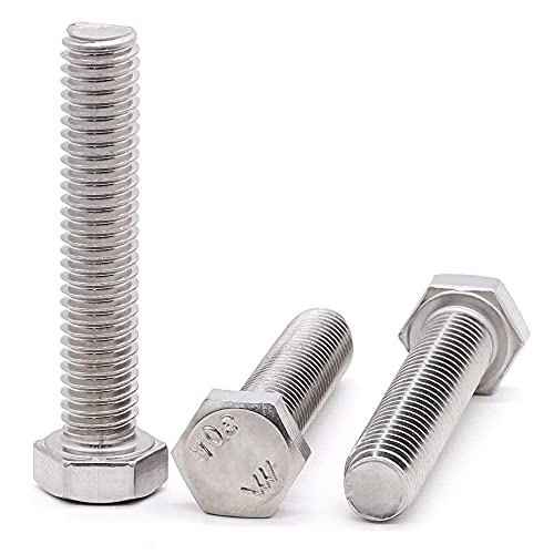 Image of 1 /2-13 x 4 (5 pcs) Stainless Steel Hex Head Screws Bolts (3 /8 inch to 6 inch Available), 18 /8 Stainless Steel 304, Fully Threaded, Machine Coarse Thread, No Coating, Plain Finish