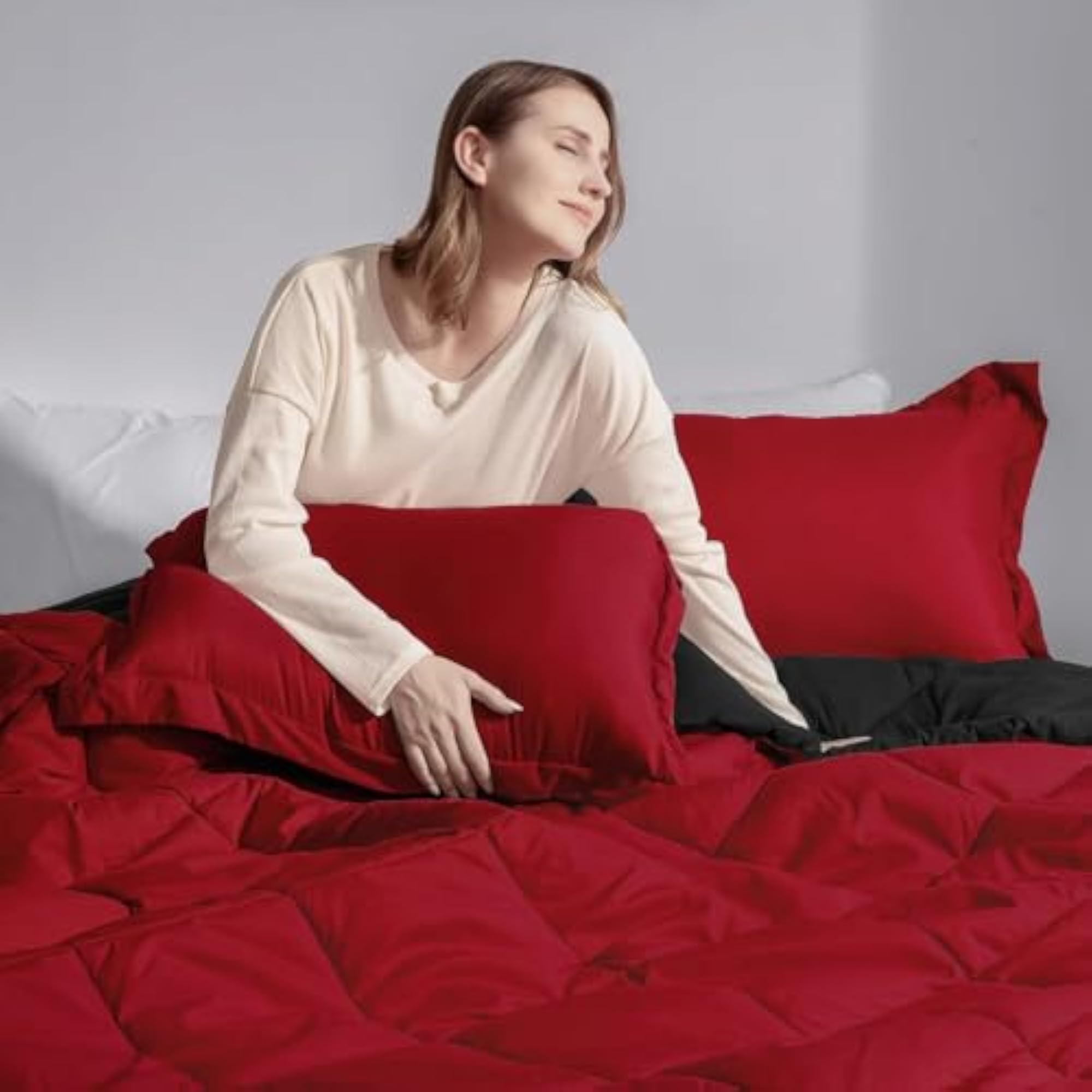 3PC Reversible Comforter Set, Lightweight Microfiber Quilt for King Size Double Bed