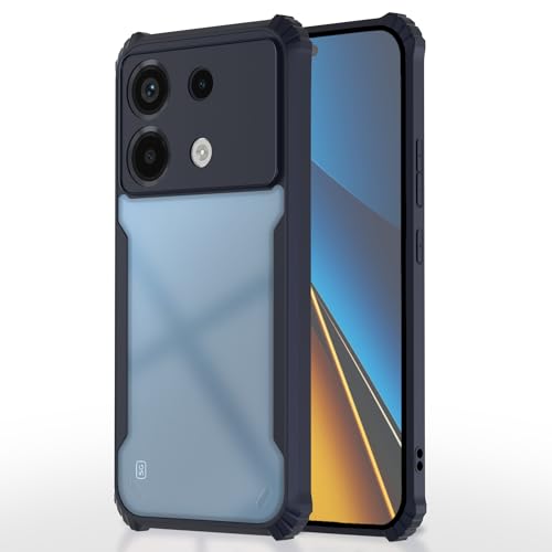 Image of Pikkme Poco X6 5G Back Cover | Crystal Clear Transparent Back | Ultra Hyrbid | Full Camera Protection | Raised Edge | Bumper Back Case (Blue)