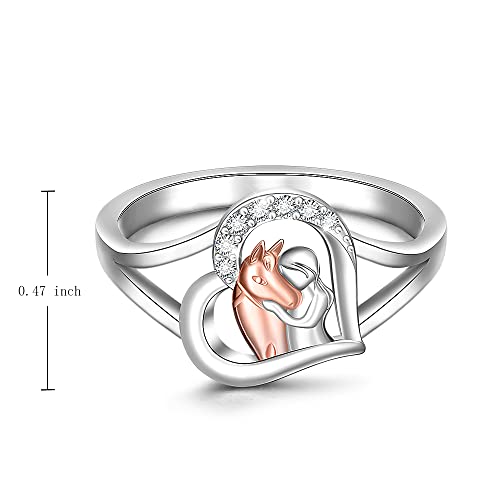 Horse Ring for Women Sterling Silver Cute Animal Heart Horse Rings Jewelry Charms Friendship Wedding Christmas Valentines Mothers Day Gifts2