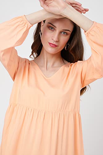 Image of V-Neck Dress with Lantern Sleeves by Miss Lavish London