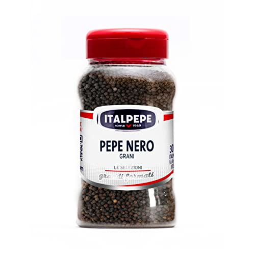 Italpepe, Pepe Nero Grani, Ideale per Dare una Nota Leggermente Piccante ai Tuoi Piatti, Ottimi per Piatti a Base di Salumi e Salsicce, Brodi e Minestre, Confezione 270 gr