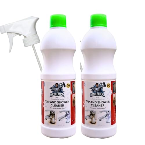 Image of Pack of 2 Mr.CleanX Tap and Shower Cleaner, Hard Water Stain Remover, Limescale and Rust Fighter (2, 1000ml)