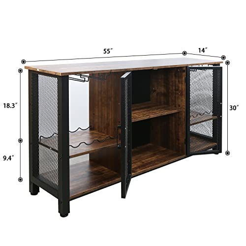 Excited Work Coffee Bar Cabinet With Wine Rack For Home Dining, Kitchen Sideboard Buffet Cabinet,Industrial Wine,Farmhouse Buffet Cabinet With Storage #TOP2