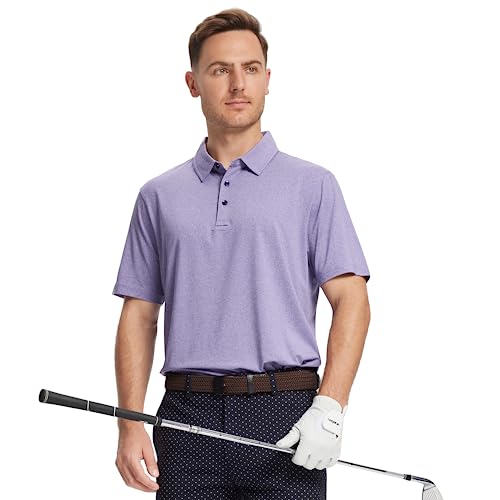 Mens Golf Polo Shirt Moisture Wicking Dry Fit Performance Athletic Short Sleeve Striped Golf Shirts for Men2