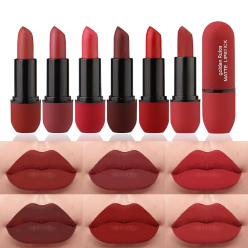 Miss Demi 6Pcs Matte Red Velvet Lipstick Set, High Pigmented Long-Lasting Waterproof Lip Stick, Moisturizing balms and Shiny, Women‘s make up, Makeup Lipsticks Gift...
