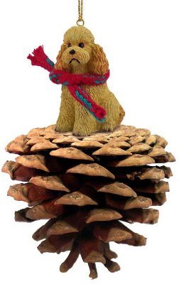 Apricot Poodle Real Pinecone Dog Christmas Ornament by Conversation Concepts