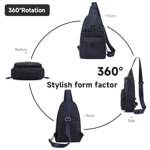 Mochila bandolera reciclada azul oscuro para viaje miniatura 5