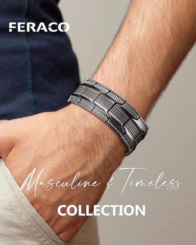 Image of Feraco Copper Magnetic Bracelets for Men,Pure Copper Jewelry Gift | 3X Strength Neodymium 57 Magnets,Powerful 3500 Gauss,Adjustable Length