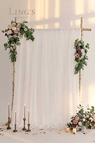 Ling's Moment Wrinkle-Free Wedding Backdrop Curtains 2 Panels 5Ft X 10Ft 50% Transparency White Chiffon Like Fabric Drapes For Wedding Arch Party Stage Decoration Canopy Bed Curtains #TOP3
