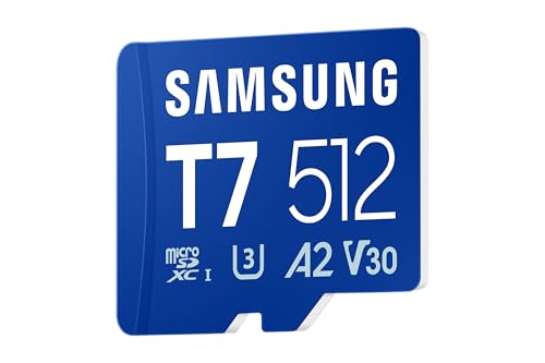 Image of Samsung T7 microSDXC, 512GB, 170 MB /s Read, A2, U3, V30, Memory Card for Gamers & Video Creators, Compatible with Smartphone, Tablet, Laptop, Action Camera, Drone & Gaming Console (MB-MB512T /WW)