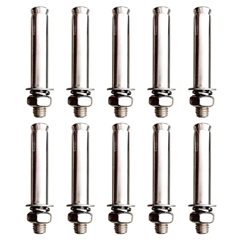 Aiweijia Vis d'expansion Boulons Paquet de 10 Goujons en béton M8 manchon d'expansion à écrou hexagonal externe ancre de fixation à usage intensif Cover