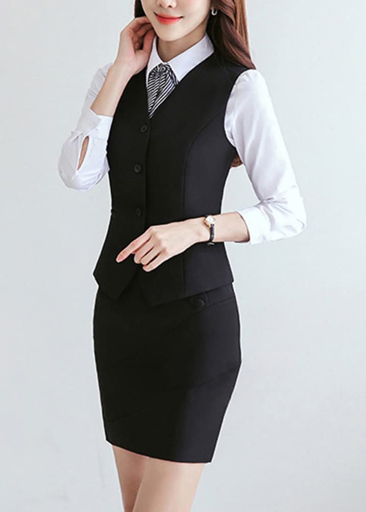 ORANDESIGNE Gilet da Tailleur da Donna Gilet da Completo Scollo a V Orlo a Fazzoletto Chiusura Bottoni Gilet con Monopetto Casual Vest in Tinta Unita Formale Retro Stile Business