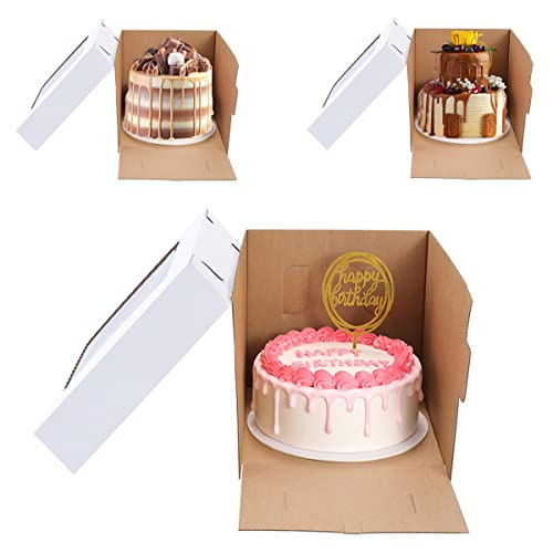 Huoshange Tall Cake Boxes for Tier Cakes,8X8X10 Inch 4Pack by Huoshange - Used condition - Image 4