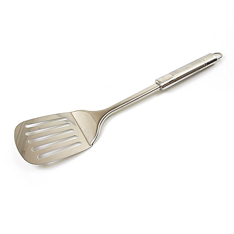 Stainless Steel Slotted Turner Spatula, 34cm Heavy Duty Cooking Utensil, Metal Fish Slice & Food Flipper for Frying, Omelettes, Burgers, BBQ and Kitchen Use
