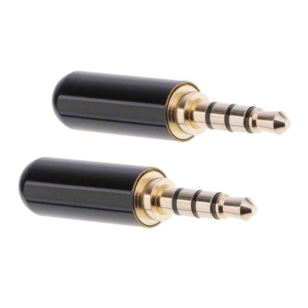 ATORSE 2 Pieces 3.5mm 1/8" TRRS 4 Pole Male Plug A/V Solder Connector Black-image-22
