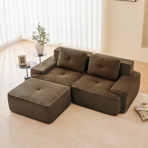 Image of Corduroy Modular Sectional Sofa, Oversized Cloud Couches for Living Room
