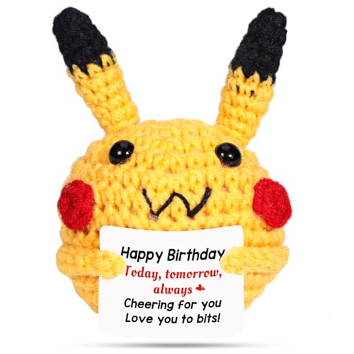 AICase Positive Crochet Bunny,Happy Birthday Gifts for Women Men Fathers Day Dad Son Graduation Emotional Support Nuggets Unique Small Ideas Funny Decorations Gifts for Her Him Sister Mom Girls Boys