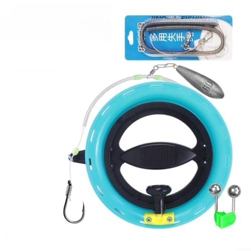 Carrete de Mano para Pesca con Línea Pre-enrollada de 45m, 16cm Azul miniatura 1