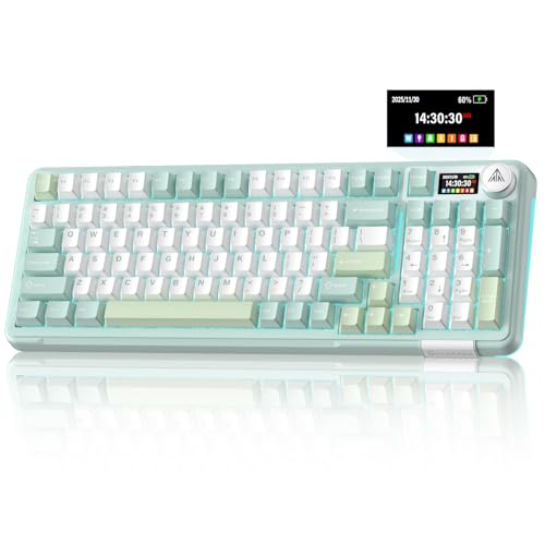 SOLAKAKA A99 Pro Kabellose Mechanische Tastatur mit BT5.0/2.4GHz/USB-C, LCD-Bildschirm & Metallknopf, dichtungsmontierte Gaming-Tastatur, Full Hot-Swappable, RGB Creamy Tastatur für Win/Mac