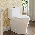 One-Piece Toilet with ADA 17.5" Height - Elongated Bowl, White Ceramic Toilet with PP Slow-Close Seat
