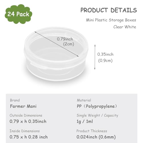 Image of 0.034 oz Mini Clear Plastic Round Storage Jars for Beads (0.75 x 0.28 inch), Buttons, Small Jewelry Findings (24 Pack)
