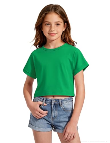 Image of Girls Crop Tops Short Sleeve T-Shirts for Girl Crew-Neck Basic Tee