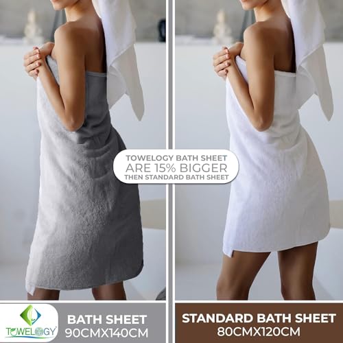 Towelogy® Premium Quick Dry Bath Sheets Oeko-Tex Certified Ecofriendly 100% Cotton Zero Twist Large Bath Towels Highly Absorbent Fade & Tear Resistant 90cmx140cm (Silver Grey - Image 3