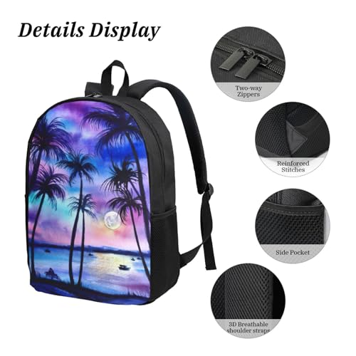 Mochila escolar ligera negra con estampado de palmera kit escolar 3 en 1 5