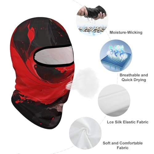 Balaclava Ski Mask Balaclava Face Mask Full Face Cover Sun Protection Hood Red Black White Abstract Summer Cooling Neck Gaiter Cycling Balaclavas UV Protector Sun Head Cover for Men Women miniatura 3