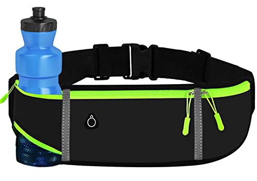 Ceinture de Course Étanche avec Porte Bouteille Sacs Bananes de Sport Réglable Etanche Running Bel pour VTT Randonnée Running a Pied Portable, Téléphones jusqu'à 7.5 Pouces