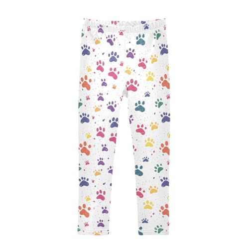 Paws Print Girls Leggings,Workout Leggings for Girls Toddler Athletic Leggings Size for 3-10T