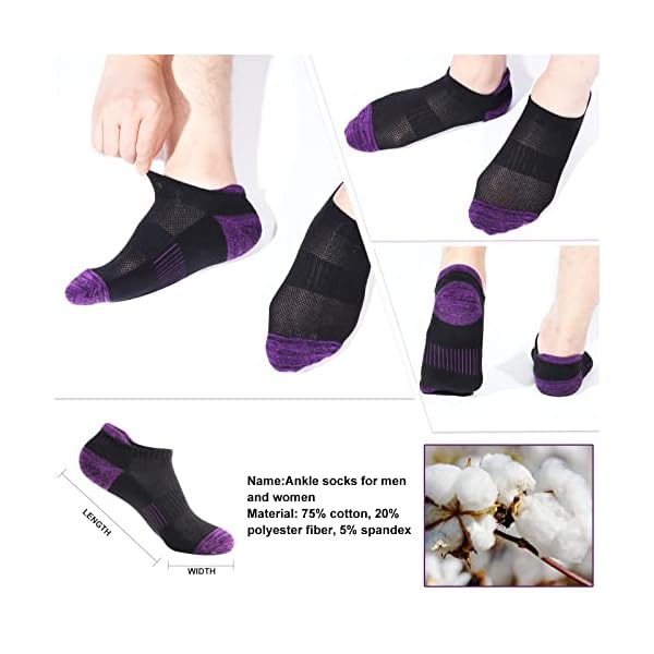 BUDERMMY Sneaker Socken Damen 6 Paar Füßlinge Baumwolle Sportsocken Atmungsaktives Kurz Socken Damen Gepolsterte Laufsocken – Bild 7