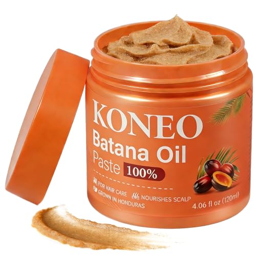 KONEO Hair Growth Cream for 100% Pure Batana Oil - Raw Batana Oil Paste from Honduras, Enhances Hair Thickness & Shine, Reduces Breakage and Hair Loss, Nourishment For All Hair Types - 4.06 fl oz