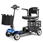 Scootngo Mobility Scooters for Seniors & Adults Foldable Powered Wheelchair Device with Dual Detachable Baskets 4 Wheel Mobility Scooter with Long Range Comfort (Blue)