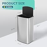 WLIVE 16 Gallon Motion Sensor Trash Can, 60 Liter Automatic Kitchen Trash Can with Soft Close Lid, Touchless Electronic Smart Stainless Steel Waste Bin for Kitchen, Office, Silver - Image 3
