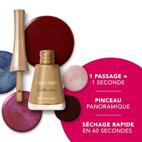 BOURJOIS VERNIS 1 SECONDE SOIRS DE PARIS 60 ROUGE CARMEN, Vernis à Ongles, 60 Secondes de Séchage, Fini Brillant, Nacré, Métallisé ou Mat, Jusqu'à 3 Jours De Tenue