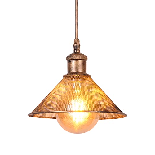 AIRTWESD E27 Industriel Vintage Métal Suspensions Cage Retro Plafonnier Plafond Lumiere Lampe Antique Suspensions Luminaire Cage Pendentif Cage (sans ampoule)