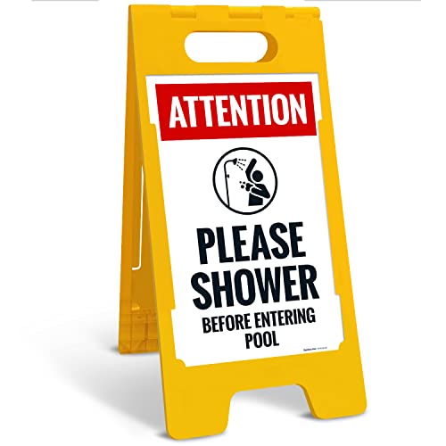 Señal plegable para piso 'Attention Please Shower' 10x16 pulgadas
