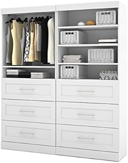 Bestar Pur Closet Organizer with Drawers in White, 72W