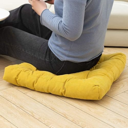 Image of Floor Pillow, Square Meditation Pillow for Seating on Floor Solid Thick Tufted Seat Cushion Meditation Cushion for Yoga Living Room Sofa Balcony Outdoor