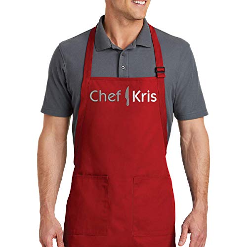 Place4Print Embroidered Chef Apron With Custom Name A Great Gift Adult Premium Quality (Black) #TOP3