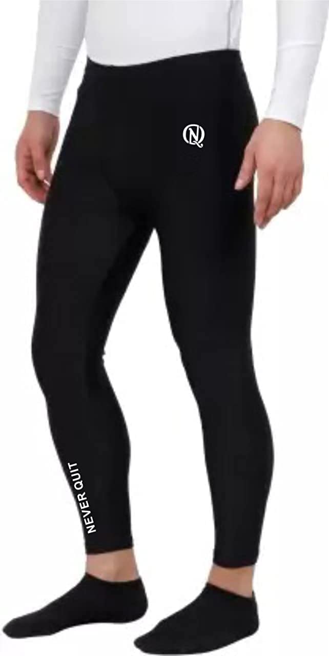 NEVER QUITWomens Light Speed Mid-Rise Compression Tights for Running or Fitness (Large, Black)