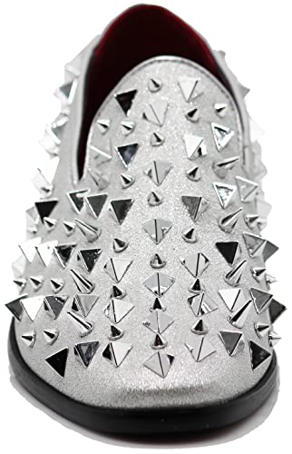 Image of SPK16 Men's Vintage Spike Dress Loafers Slip On Fashion Shoes Classic Tuxedo Dress Shoes