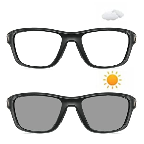 Photochromic Full Lens Reading Glasses For Mens And Womens Square Sports Transition Sunglasses Readers 0~+4.00 (Black, 1.5, Multiplier_X) #TOP1