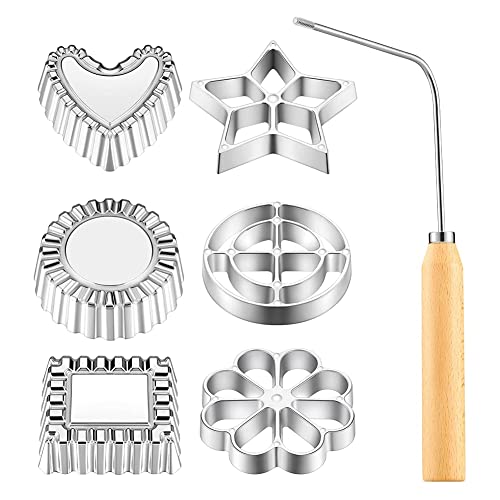 Ksrnsne Achappam Moul Bunuelos et Rosettes Ensemble, Coeur Étoile Cercle Carré Moule pour Cuisine Cuisson Frite