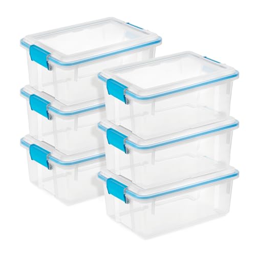 Image of Sterilite Gasket Storage Box with Lids for Home & Office, 12 Quart, 6-Pack