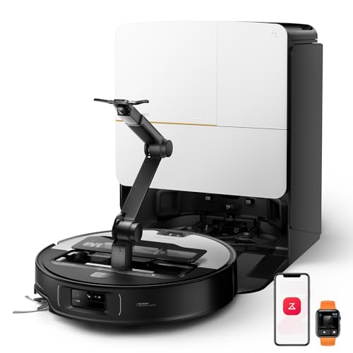 roborock Saros Z70 Robot Aspirapolvere con Braccio Meccanico OmniGrip, 7,98cm Ultrasottile, 22.000Pa, Tecnologia FlexiArm Riser, Telaio AdaptiLift, Stazione Multifunzionale 4.0, Hello Rocky, Argentato
