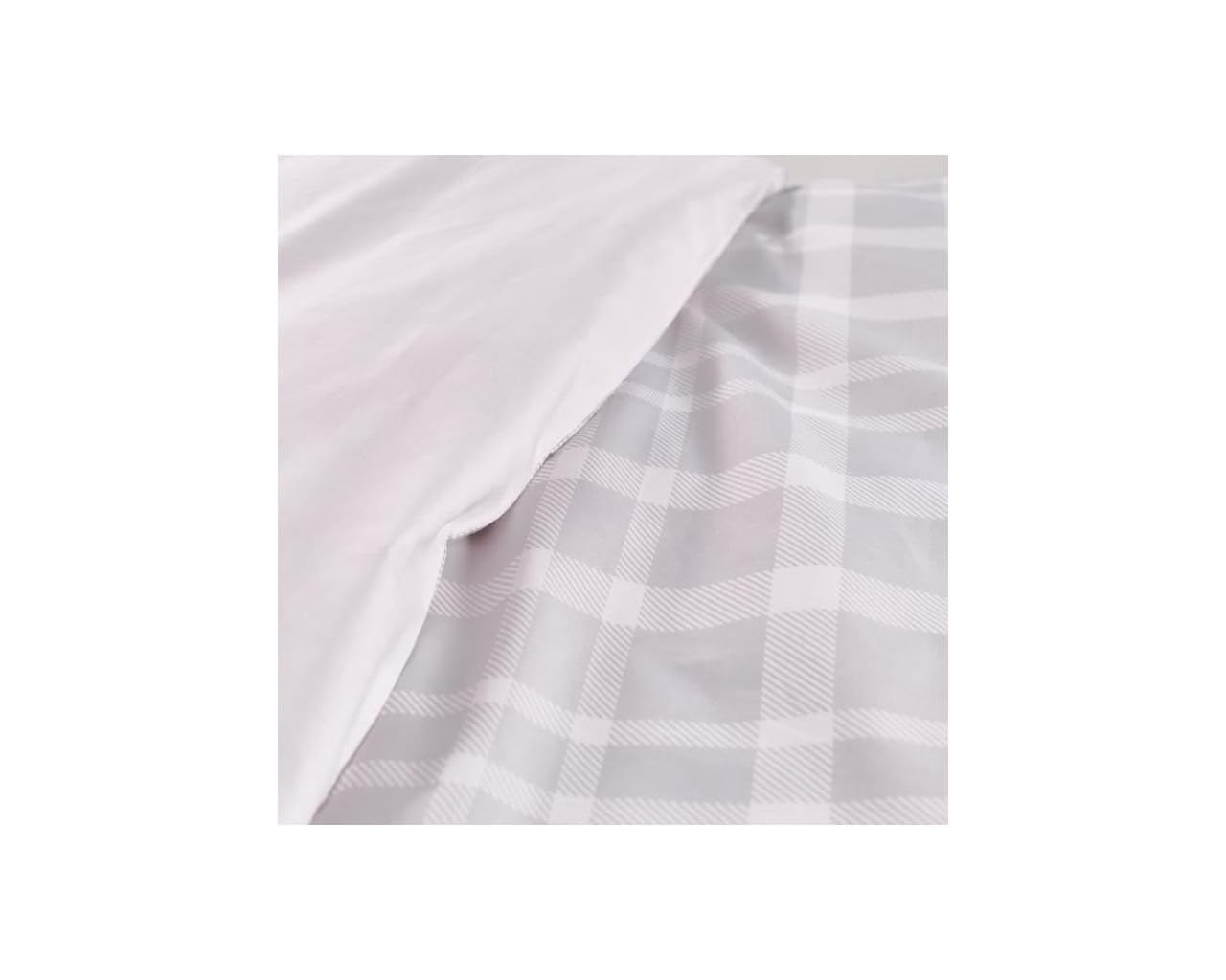 TODAY Sunshine Double Bed Cotton Duvet Cover with Large Check Design - Grey and White - 220 x 240 cm, Multi-coloured, Jumeau - Image 2